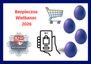 Obrazek przedstawia ikony bezpiecznych zakupów w nawiązaniu do Świąt Wielkanocnych
